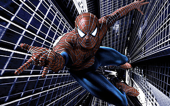 spider man, blue, spidey, mask, red, web HD wallpaper