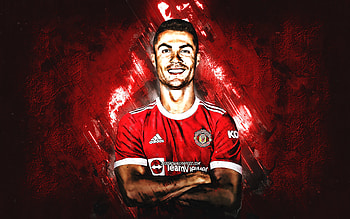 Cristiano Ronaldo, Manchester United FC, portrait, CR7 MU, Ronaldo Manchester, Premier League, England, football, red stone background, Ronaldo art HD wallpaper