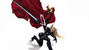Magik X Scarlet Witch, scarlet-witch, superheroes, artwork, digital-art, magik HD wallpaper