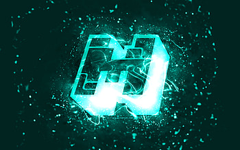 Minecraft turquoise logo, , turquoise neon lights, creative, turquoise abstract background, Minecraft logo, online games, Minecraft HD wallpaper