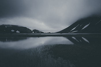 Mountains, Lake, Dark, Bw, Chb, Gloomy, Gloomily HD wallpaper