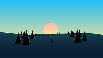 Beautiful Day Sunset Deer Minimal , deer, artist, artwork, digital-art, minimalism, minimalist HD wallpaper