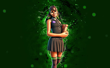Potions Master Isabelle, , green neon lights, Fortnite Battle Royale, Fortnite characters, Potions Master Isabelle Skin, Fortnite, Potions Master Isabelle Fortnite HD wallpaper