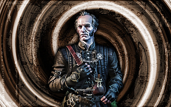Emiel Regis, brown grunge background, The Witcher, vortex, Witcher 3 Wild Hunt, The Witcher characters, Emiel Regis The Witcher HD wallpaper