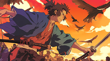 Samurai Champloo – Dynamic Anime Samurai Sunset Scene, Anime, Samurai Champloo HD wallpaper