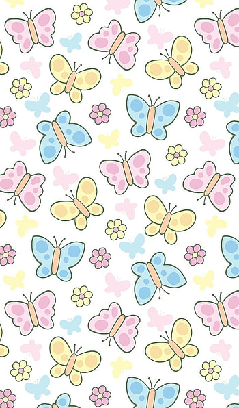 art, background, butterfly, cartoon, colorful, cute art, design, drawing, flora, flowers, illustration, , leaves, pastel, pattern, patterns, pink flowers, texture, , watercolor, we heart it, background, flowers background, flowers patter HD phone wallpaper