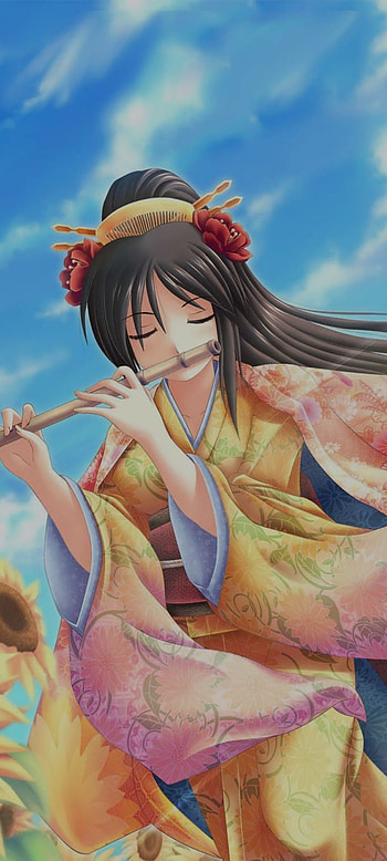 Anime, cloud, flute, new, hair, simple HD phone wallpaper