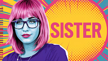 Sister: Vibrant Ultra, sister, colorful, portrait, glasses, pop art HD wallpaper