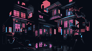 Cyberpunk stylized eastern HD wallpaper
