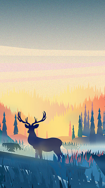 Reindeer minimal forest, minimalism HD phone wallpaper