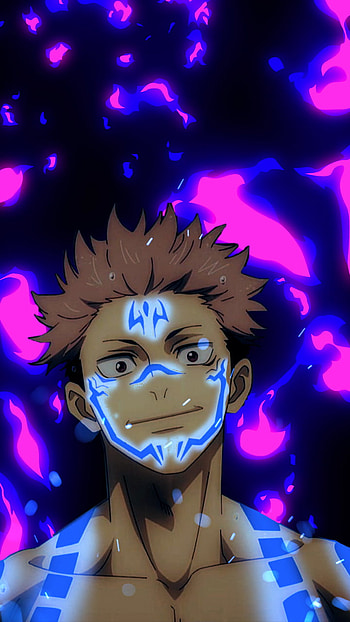Sukuna, Sukuna (Jujutsu Kaisen), fire, blue, Anime, Jujutsu Kaisen, blue anime HD phone wallpaper