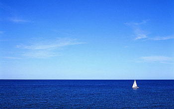 Sky, Sea, Minimalism, Silence, Sail, Yacht, Serenity HD wallpaper
