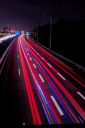 Cities, Night, Lights, Road, Movement, Traffic, Highway HD phone wallpaper