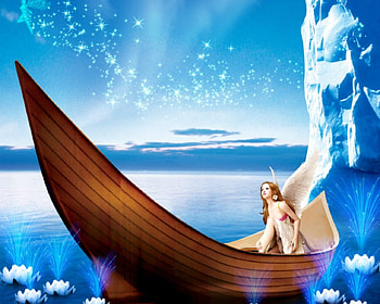 The journey, boat, fantasy, flowers, angel, water, woman HD wallpaper