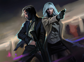 John Wick And Atomic Blonde Artwork, john-wick, atomic-blonde, artwork, artist, deviantart, movies HD wallpaper