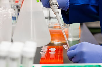 Close-up of a scientist using pipette in laboratory with test tubes. HD wallpaper