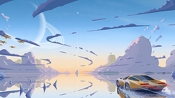 Car On Water, artist, artwork, digital-art, deviantart HD wallpaper