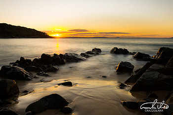 Nature, Sunset, Stones, Sky, Sea, Horizon HD wallpaper
