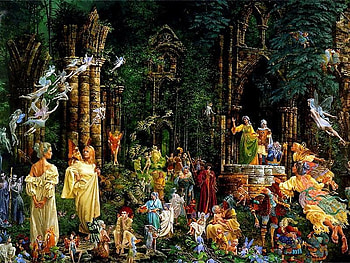 Gathering of Gods and Goddesses, nymphs, gods, woods, goddesses, fairies, faeries HD wallpaper