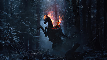 Ghost Horse Rider, ghost-rider, horse, fire, flame, artist, artwork, digital-art HD wallpaper