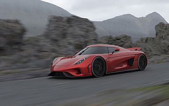 Koenigsegg Regera, hypercar, red sports coupe, Regera 3d model, red Regera, Koenigsegg, supercars HD wallpaper