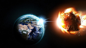 Asteroid and Earth HD wallpaper