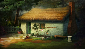 Grandma's Cottage on the River, cool, kid safe, fantasy, house HD wallpaper