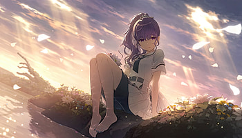 Anime Girl Sitting At Lake Waterside Peaceful, anime-girl, lake, water, peace, artist, artwork, art, digital-art, ai, deviantart HD wallpaper