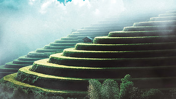 House On Magical Stairs, artist, artwork, digital-art, behance HD wallpaper
