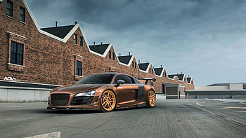Prior Design Audi R8 V10, Wing, V10, Audi, Gold Wheels HD wallpaper