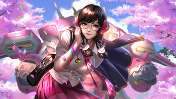 D.VA, overwatch, beautiful, school girl HD wallpaper