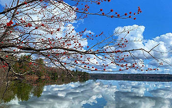 Springtime on Wolfe Lake, Westport Ontario, clouds, sky, canada, reflection HD wallpaper