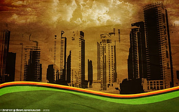Grunge City, color, city, grass, paper, urban, texture, clouds, vector, lines, grunge HD wallpaper