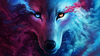The Galaxy Wolf, wolf, galaxy, artist, artwork, digital-art, hop HD wallpaper