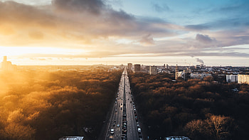 Germany cityscape forest road, Berlin , Art and paintings HD wallpaper