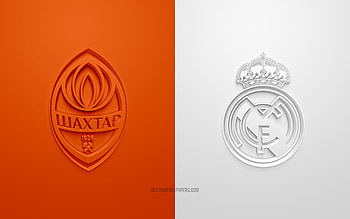 Shakhtar Donetsk vs Real Madrid, 2021, UEFA Champions League, Group D, 3D logos, orange and white background, Champions League, football match, 2021 Champions League, Shakhtar Donetsk, Real Madrid HD wallpaper