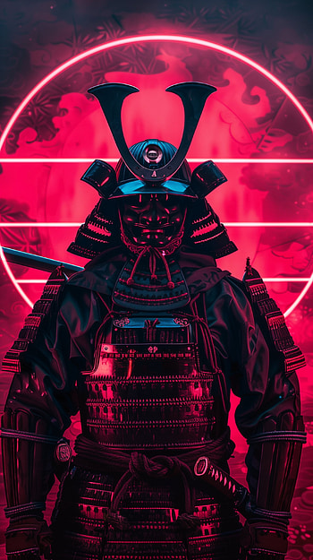 RetroWave Samurai - , retrowave, samurai, armor, warrior HD phone wallpaper