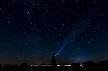 Night, Dark, Shine, Light, Silhouette, Starry Sky, Ray HD wallpaper