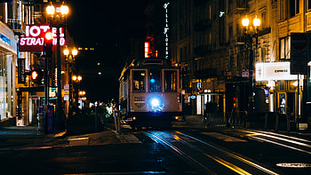 San Francisco Cable Car, cable, san francisco, Night, car HD wallpaper