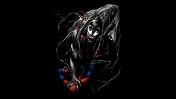 Venom Vs Spiderman , venom, spiderman, superheroes, artwork, artist, digital-art, dark, black HD wallpaper