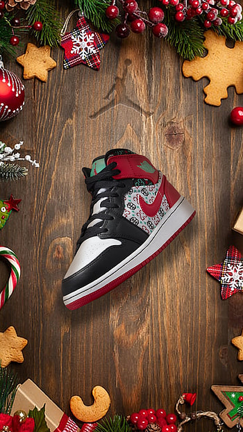 Jordan 1 Mid Christmas, footwear, nike, streetwear HD phone wallpaper