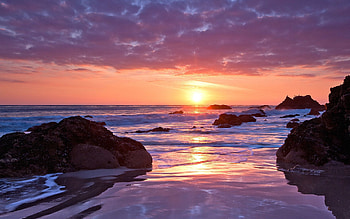 Nature, Sunset, Stones, Sky, Sea, Clouds, Sand, Horizon, Shore, Bank, Wet, Romance HD wallpaper