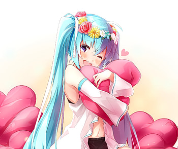 Cute, heart shape pillows, hatsune miku HD wallpaper