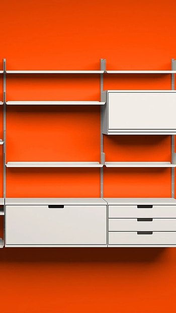 Shelf, Orange Background HD phone wallpaper