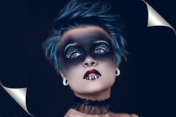 Black Painted Eyes, black, mask, eyes, Fantasy, woman, digital, Dark, face, lips HD wallpaper