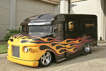What Can Brown Do For You?, UPS, Box Truck, Flames, Custom Wheels HD wallpaper