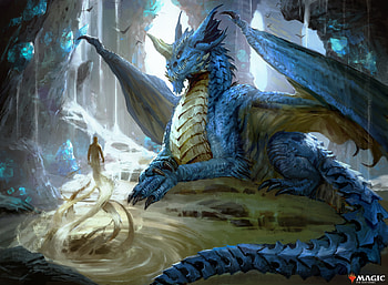 Young Blue Dragon, man made, Magic: The Gathering, Blue Dragon HD wallpaper