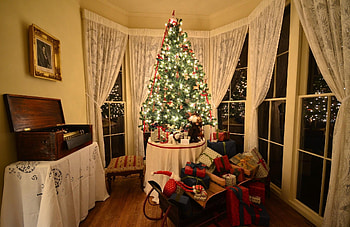 Holidays, Room, Christmas Tree, Sleigh, Sledge, Presents, Gifts HD wallpaper