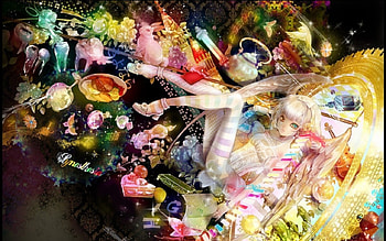 Angel, anime, colorfull, short hair, girl HD wallpaper