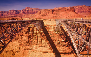 Marble Canyon, bridges, Arizona, Colorado River, red rocks, mountain landscape, USA HD wallpaper